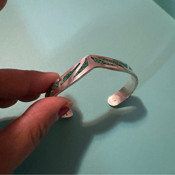 #18 STERLING TJ-67 INLAID TURQUOISE STONES CUFF BRACELET 925 MEXICO - Picture 10 of 16